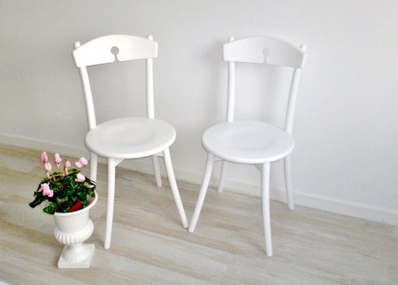 Renovación sillas, acabado lacado blanco